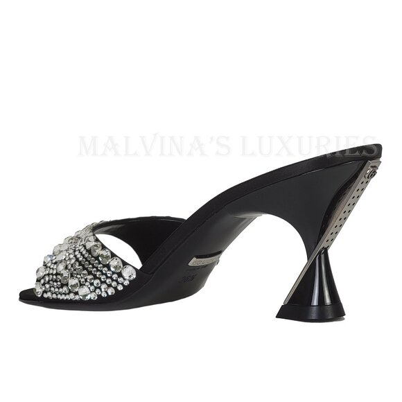 GUCCI SHOES GALACTICA CRYSTAL EMBELLISHED SATIN MULES SANDALS sz 36.5 6.5 - Picture 4 of 15